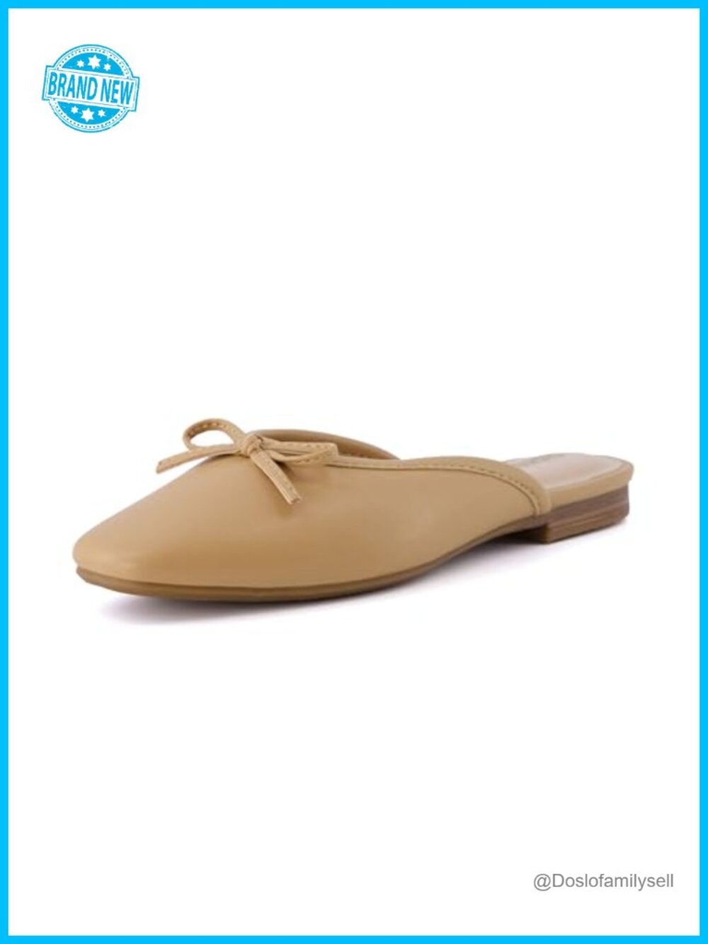 Women's Square Toe Bow Mule Vegan Leather Memory Foam Slip-On Comfort Shoe
